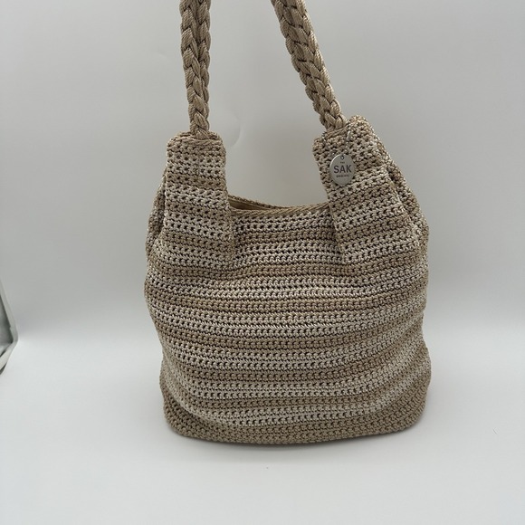 The Sak Crochet Style Handbag Summer Bag 13" Shoulder Bag Beige - Picture 13 of 13